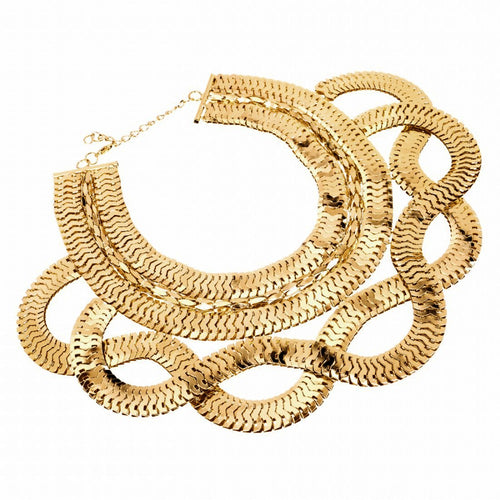 Large Jewelry Statement Gold Silver Snake Chain Bib Choker Punk Collar Pendant Fashion Necklace