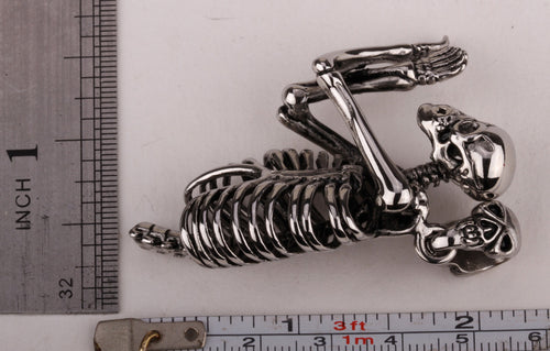 Men stainless steel necklace 316L skull skeleton pendant W chain biker heavy punk jewelry GN67 wholesale dropshipping