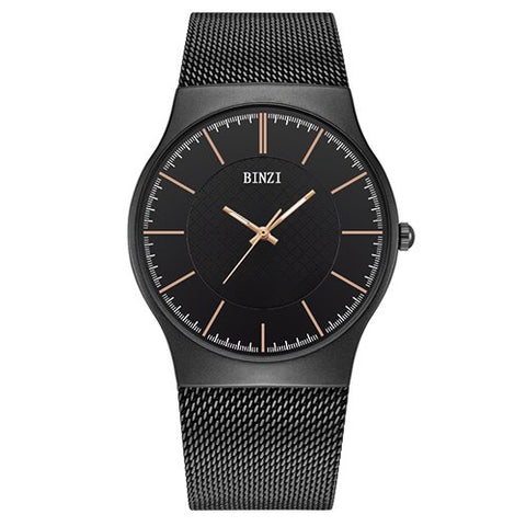 Mens Watches BINZI Top Brand Luxury Waterproof Ultra Thin Clock Male Steel Strap Casual Quartz Watch Men Sports Wrist Watch NEW