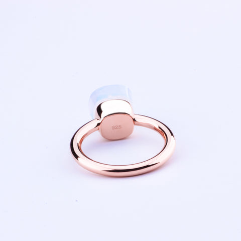 Moonstone Earring Ring Jewelry Sets Solid 925 Sterling Silver Rings with Rose Gold Plated for Women's Jewelry