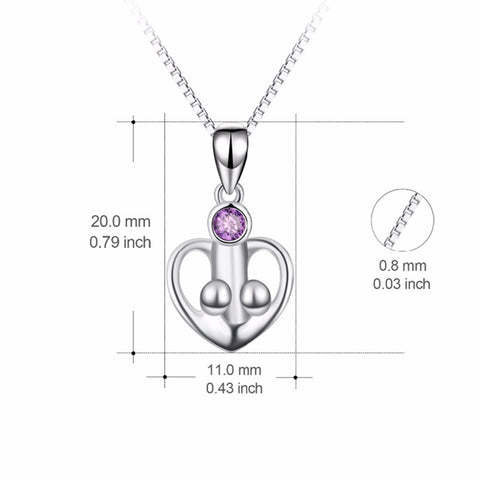 Mother & Child Love Pendant Necklaces 925 Sterling Silver Purple Crystal Heart Charm Statement Jewelry Mother's Day Gift