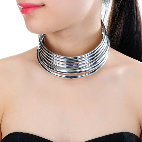 New Arrival jewelry Punk Gothic Gold & Silver Choker Resin Collar Necklace for Women
