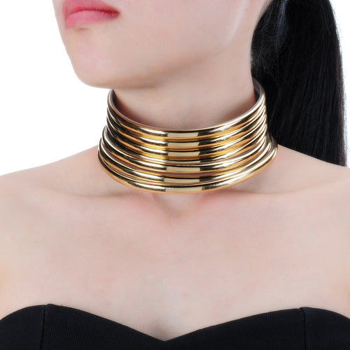 New Arrival jewelry Punk Gothic Gold & Silver Choker Resin Collar Necklace for Women