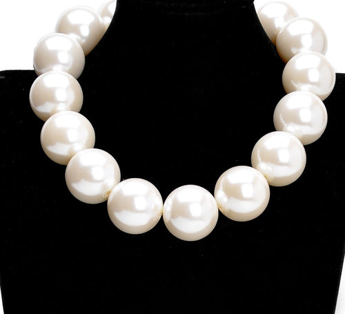 New Fashion Elegant White Resin Pearl Chain  Choker Statement Bib Necklace