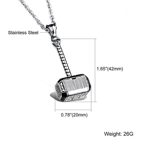 OBSEDE Fashion Titanium Steel Necklace Charms Thor hammer Shape Captain America Necklace For Men Jewelry Silver/Gold Color