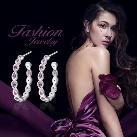 PYE0095 New YAFEINI 925 Sterling Silver Romantic Rose Red Crystal CZ Earring Sweet Smart Drop Earrings Fashion Jewelry For Women
