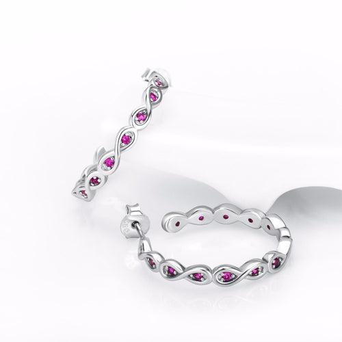 PYE0095 New YAFEINI 925 Sterling Silver Romantic Rose Red Crystal CZ Earring Sweet Smart Drop Earrings Fashion Jewelry For Women
