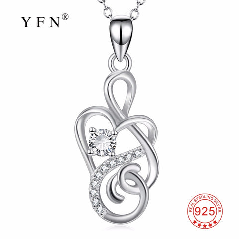 PYX0003 100% Real 925 Sterling Silver Cubic Zirconia Crystal Infinity Love Pendants Necklaces Fashion Jewelry Necklace For Women