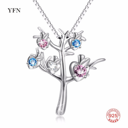 PYX0056 2017 New 925 Sterling Silver Tree Of Life Pendants Necklaces Tree Pattern Shiny Crystal Fashion Jewelry For Women