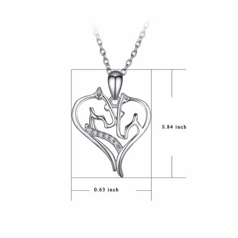 PYX0109 YFN 925 Sterling Silver Necklace Jewelry Sweet Crystal Love Heart Horse Head Pendants Necklaces Fashion Women jewelry