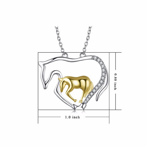 PYX0193 100% Fine 925 Sterling Silver Horse Necklace Horse Mother & Child Mother Love Pendants Necklaces Fashion Jewelry For Mom