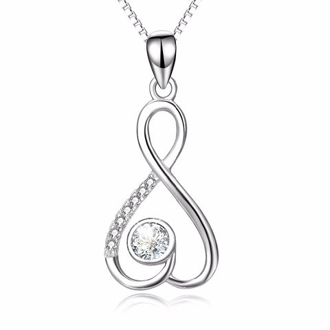 PYX0215 100% Fine 925 Sterling Silver Classic Infinity Love Pendants Necklaces Shiny Cubic Zirconia Jewelry Necklace For Women