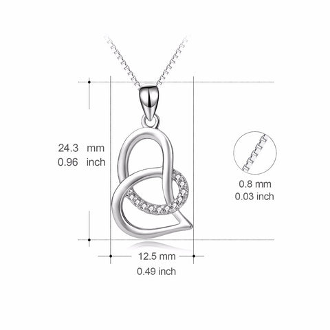 PYX0227 High Quality 925 Sterling Silver Classic Love Heart Pendants Necklaces Cubic Zirconia Jewelry Necklace For Women