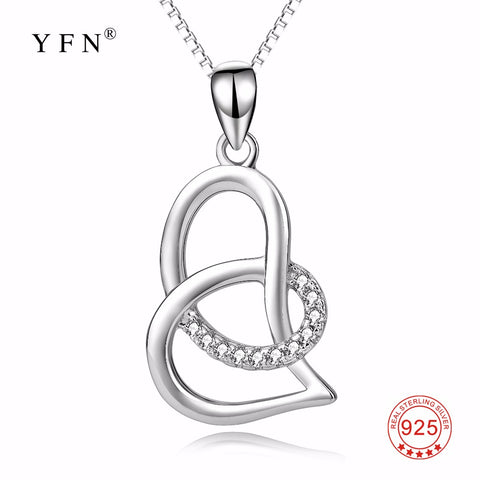 PYX0227 High Quality 925 Sterling Silver Classic Love Heart Pendants Necklaces Cubic Zirconia Jewelry Necklace For Women