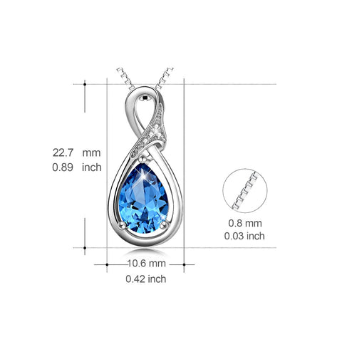 PYX0252 100% Real Pure 925 Sterling Silver Blue Crystal Pendants Necklaces Fine Jewelry For Women Annivrsary Gift For Her