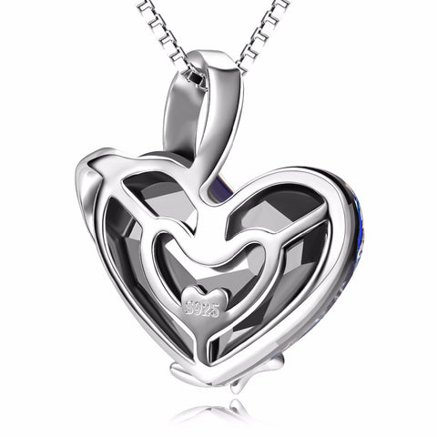 PYX0269 100% Fine 925 Sterling Silver Blue Heart of Ocean Pendants Necklaces With Crystal CZ Butterfly Pattern Women Necklace