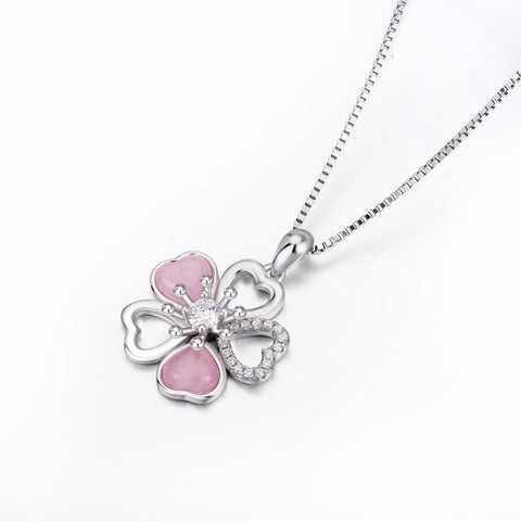 PYX0363 100% Fine 925 Sterling Silver Flower Cubic Zirconia Pendants Necklaces Fashion Love Heart Luxury Jewelry For Women