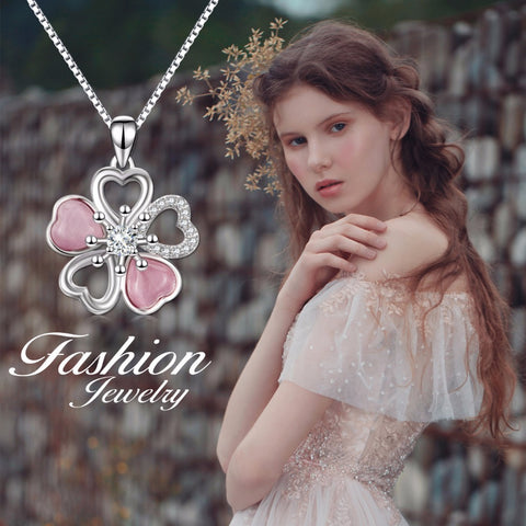 PYX0363 100% Fine 925 Sterling Silver Flower Cubic Zirconia Pendants Necklaces Fashion Love Heart Luxury Jewelry For Women