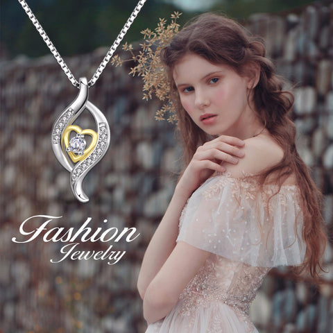 PYX0380 2017 100% 925 Sterling Silver Necklace Cubic Zirconia Gold Color Heart Women Choker Pendants Necklaces Fashion Jewelry