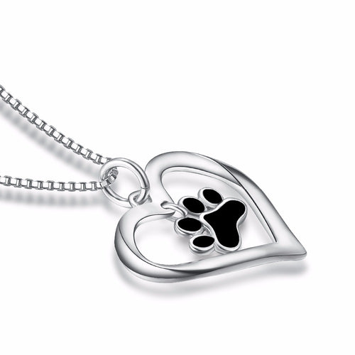 PYX0428 100% Fine 925 Sterling Silver Love Heart Luxury Animal Paw Print Pendants Necklaces Fashion Jewelry For Women Pet Lovers