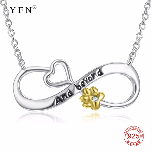 PYX0434 YFN 925 Sterling Silver Necklace Classic Infinity Love Animal Paw Print Pendants Necklaces Fashion Jewelry For Women