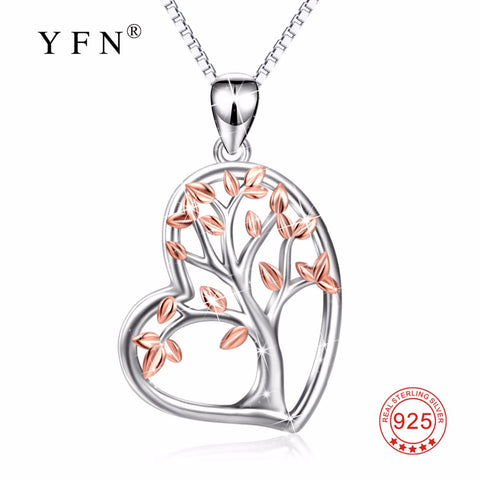 PYX0446 2017 New 925 Sterling Silver Tree Of Life Love Heart Pendants Necklaces Charming Jewelry & Accessories For Women