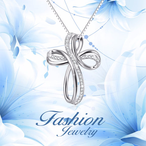 PYX0738 High Quality 925 Sterling Silver Classic Cross Pattern Pendants Necklaces Crystal Fashion Jewelry Necklace For Women