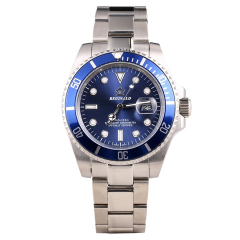 REGINALD Watch Men GMT Rotatable Bezel Sapphire Glass Stainless steel Quartz Watches relogio masculino