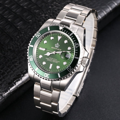 REGINALD Watch Men GMT Rotatable Bezel Sapphire Glass Stainless steel Quartz Watches relogio masculino