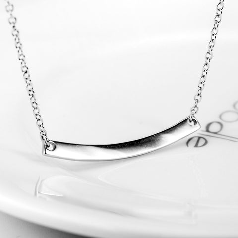 Simple Design Horizontal Bar Arch Pendant 925 Sterling Silver Clavicle Collier Statement Necklace Women Men Jewelry