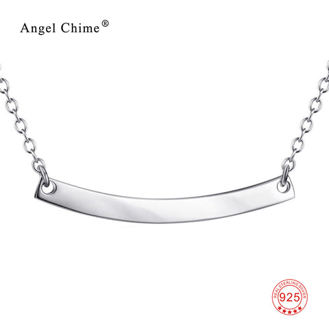 Simple Design Horizontal Bar Arch Pendant 925 Sterling Silver Clavicle Collier Statement Necklace Women Men Jewelry