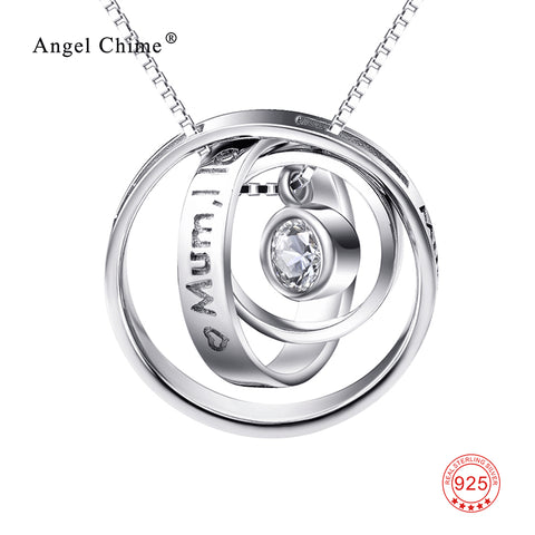 Simple Interlocking Circles Pendant 925 Sterling Silver Lettered Statement Choker Necklace Fashion Jewelry Mother's Day Gifts