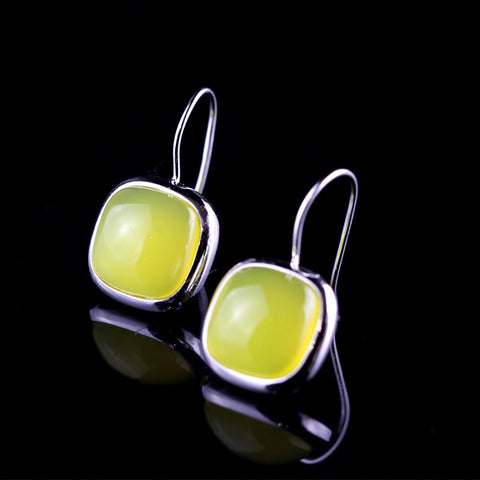 Simple fashion handmade sterling silver earrings lady S925 Topaz Earrings Jewelry with free shipping