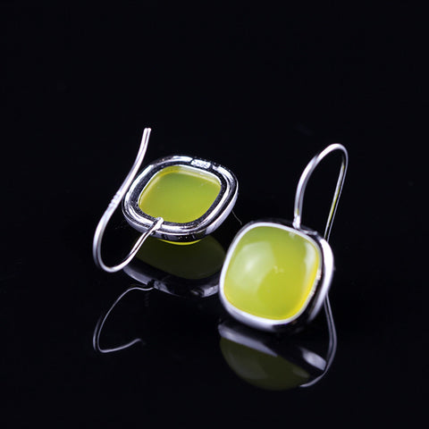 Simple fashion handmade sterling silver earrings lady S925 Topaz Earrings Jewelry with free shipping
