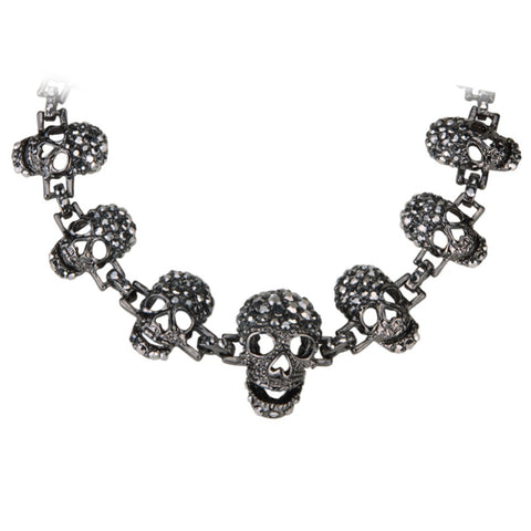 Skull skeleton choker necklace women biker jewelry gifts antique silver color W crystal ZN02 wholesale dropshipping