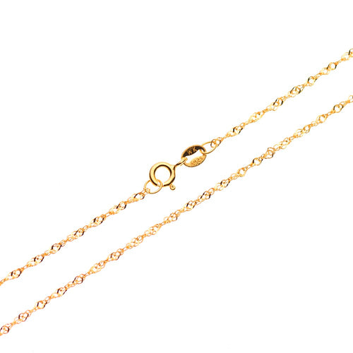 Sterling Silver Twisted Singapore Chain Necklace - 18 Karat Gold Over Fashion Jewelry Women Accessories, 1mm Wide, 16"-30" Long