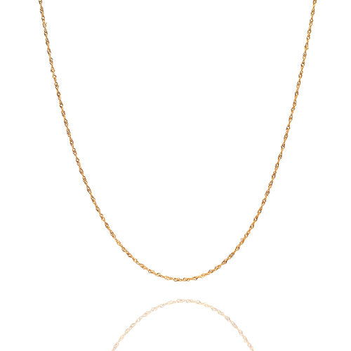 Sterling Silver Twisted Singapore Chain Necklace - 18 Karat Gold Over Fashion Jewelry Women Accessories, 1mm Wide, 16"-30" Long