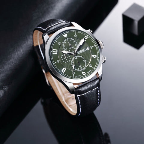 Time100 new Fashion Watch Men Multifunction Leather Strap men Quartz Watches Calendar Auto Date Business Casual Wrist Watches