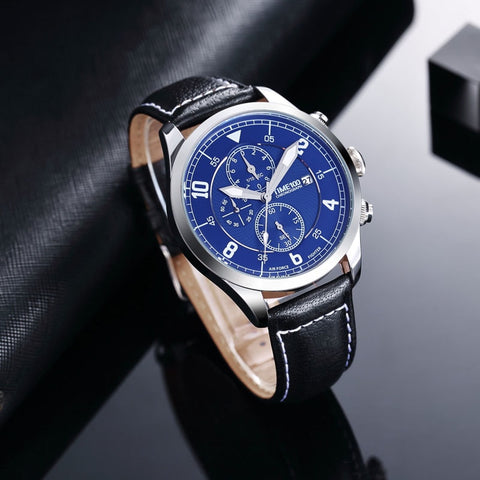 Time100 new Fashion Watch Men Multifunction Leather Strap men Quartz Watches Calendar Auto Date Business Casual Wrist Watches