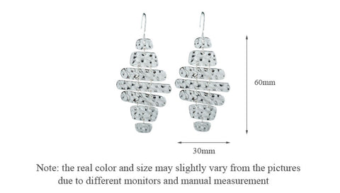 US Domestic Sale 925 Sterling Silver Wave Pattern Smooth Drop Dangle Earrings for Women Fine Jewelry  Long