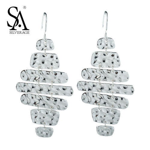 US Domestic Sale 925 Sterling Silver Wave Pattern Smooth Drop Dangle Earrings for Women Fine Jewelry  Long