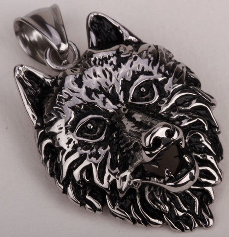 Wolf stainless steel necklace pendant for men women 316L pendant W chain biker heavy jewelry wholesale dropshipping GN36