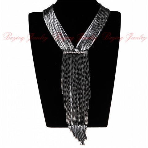 Women Evening Dress Hlidays Fashion Jewelry Bubble Chains Neck Bib Collar Chokers Long Snake Chain Statement Necklace