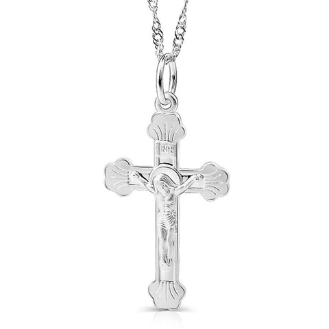Women Men Cross  Pendant Necklace 925 Sterling Silver Jesus Craved God Blessing Crucfix Necklace Jewelry Kolye