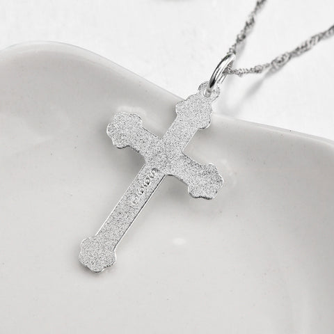 Women Men Cross  Pendant Necklace 925 Sterling Silver Jesus Craved God Blessing Crucfix Necklace Jewelry Kolye