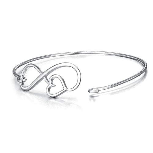YAFEINI 925 Sterling Silver Adjustable Bracelets & Bangles Love Heart Infinity Love Bangle Charm Jewelry For Women GNS8607