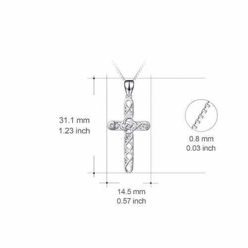 YFN 925 Sterling Silver Cross Necklace Knot Infinity Love Crystal Religious Pendants Necklaces Lucky Jewelry For Women PYX0302