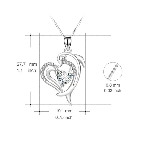YFN 925 Sterling Silver Cubic Zirconia Love Heart Necklace Lovely Penguin Pendants Necklaces Christmas Jewelry For Women