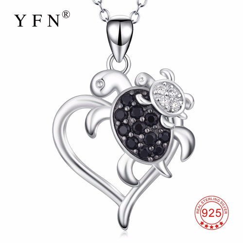 YFN 925 Sterling Silver Lovely Necklace Turtle Mother & Child Love Heart Pendants Necklaces New Arrival Jewelry For Women