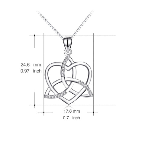 YFN Genuine 925 Sterling Silver Crystal Lucky Knot Love Heart Pendants Necklaces For Women Fashion Necklace Jewelry GNX14117